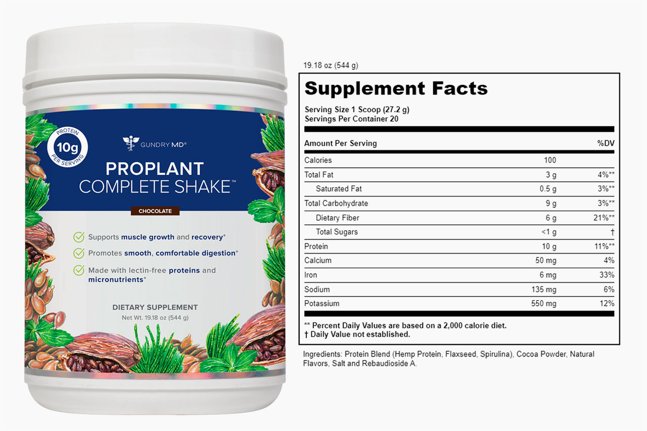 Gundry MD ProPlant Complete Shake Supplement Facts