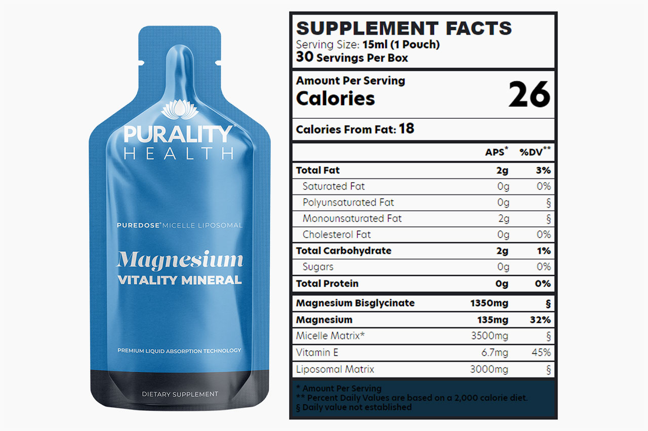 Puredose Micelle Liposomal Magnesium Supplement Facts