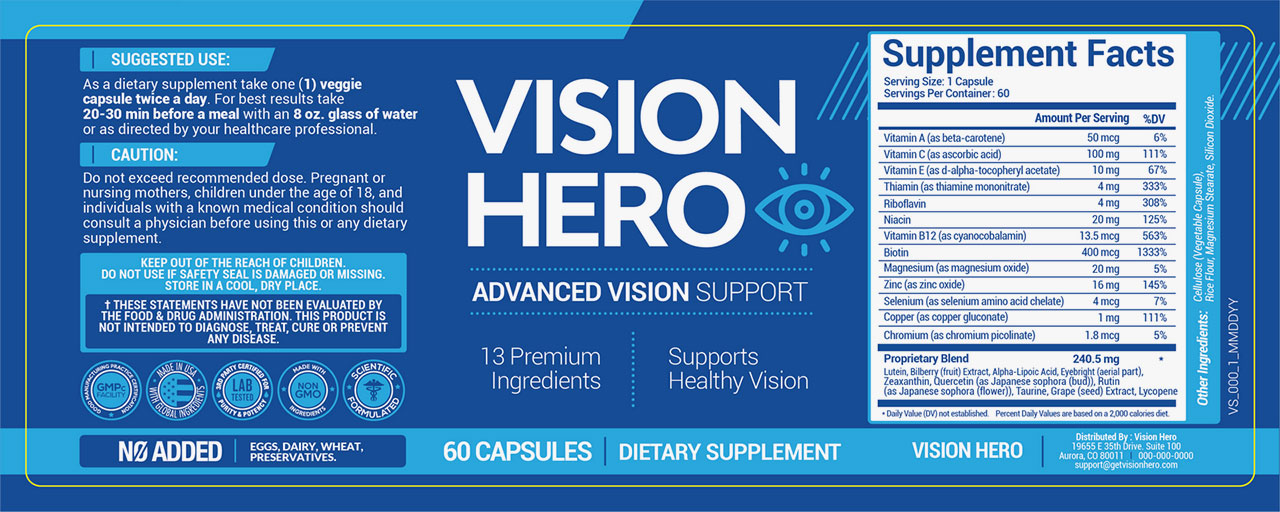 Vision Hero Supplement Facts