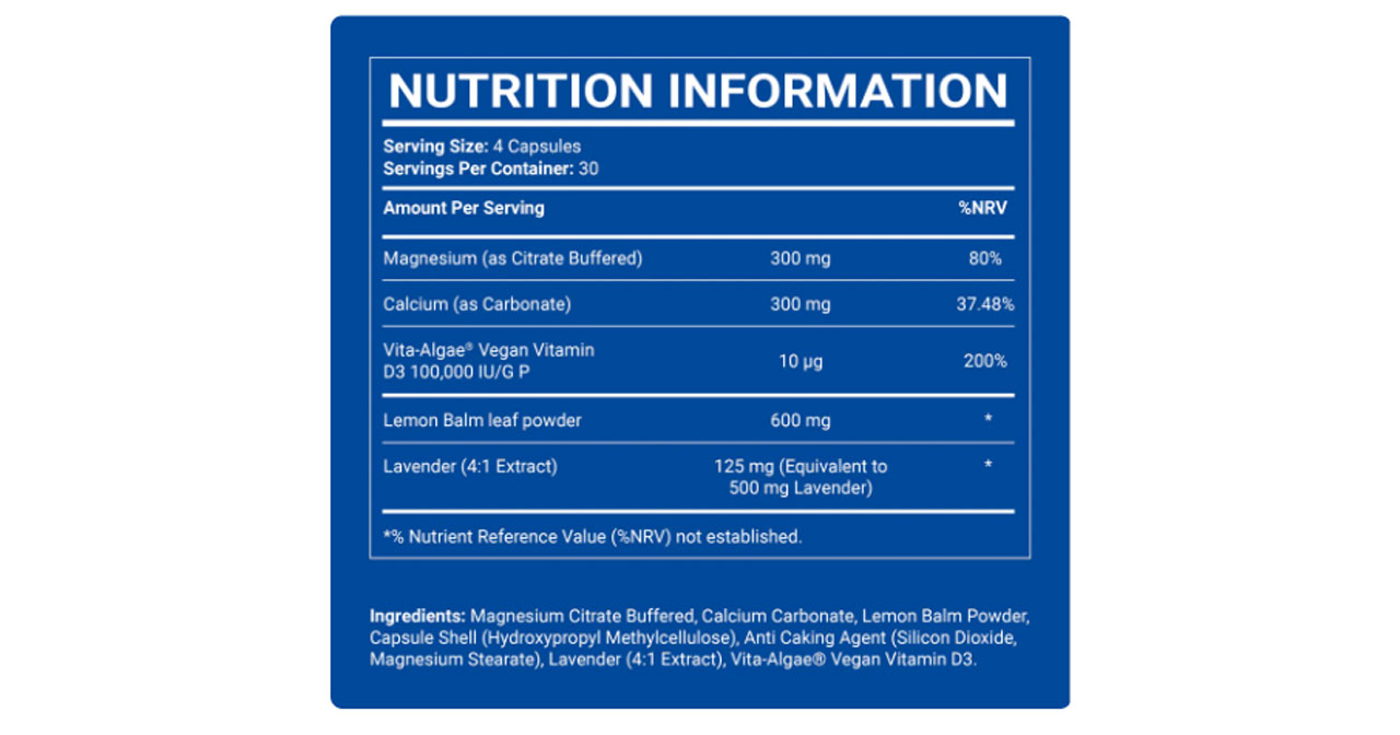 NooCube Sleep Upgrade Nutrition Information
