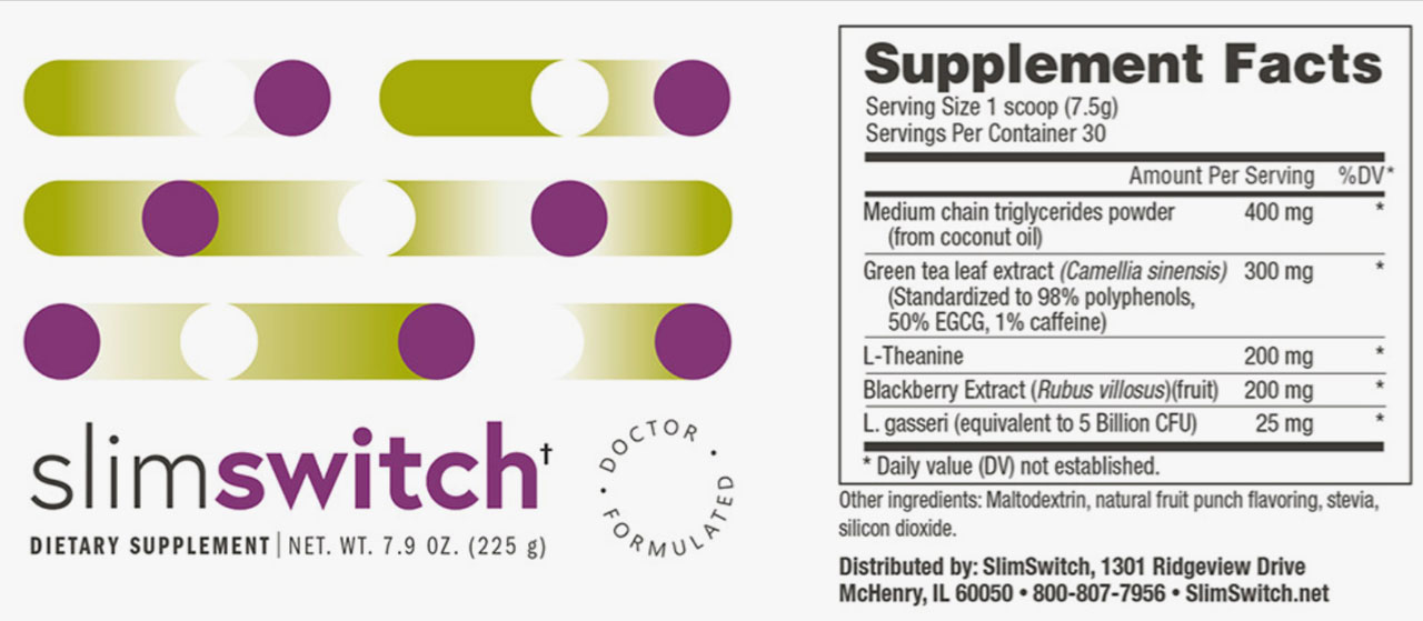 SlimSwitch Supplement Facts Label