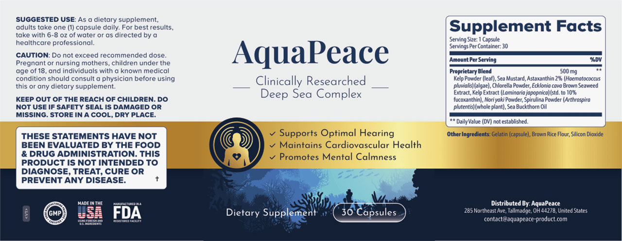AquaPeace Supplement Facts Label