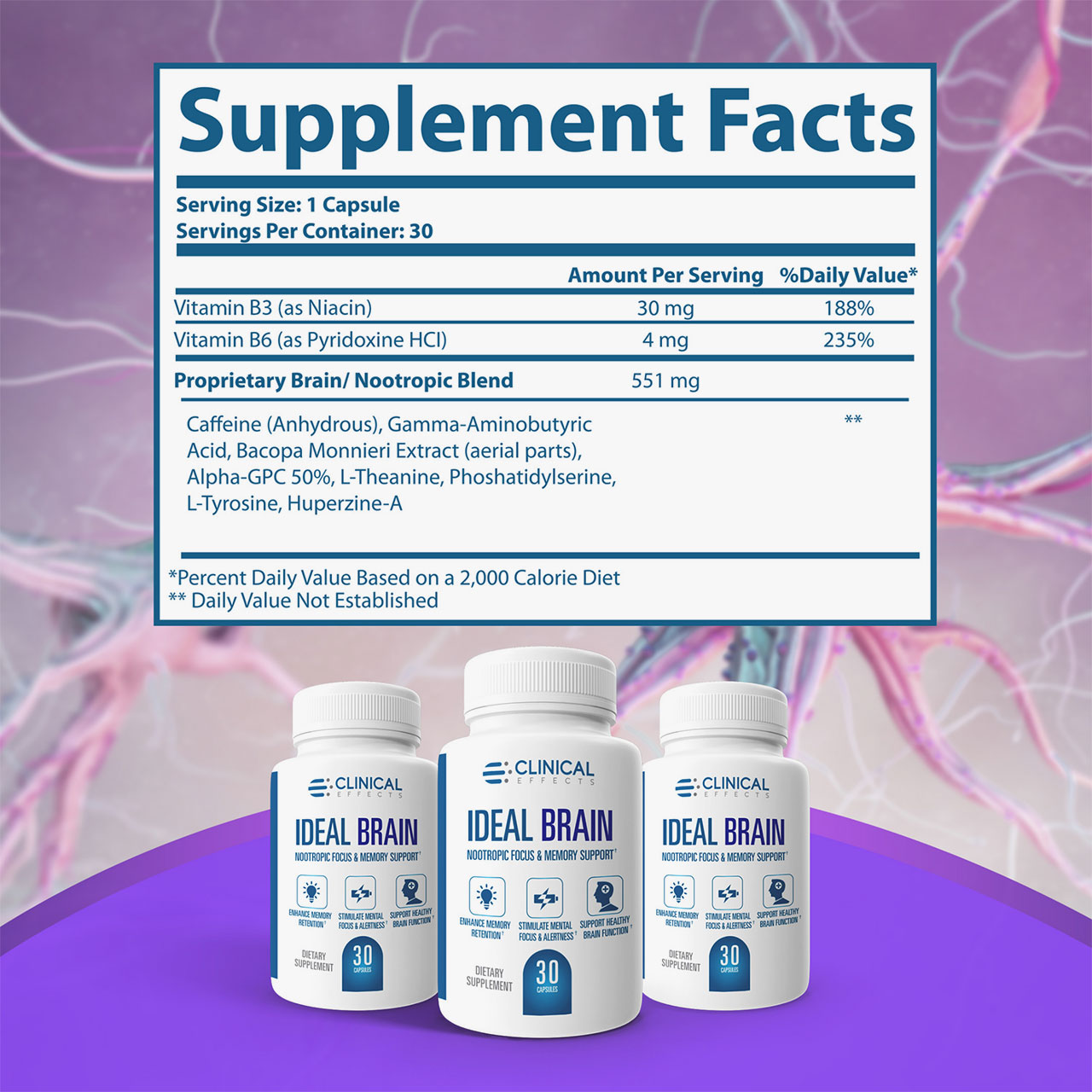 Clinical Effects Ideal Brain Supplement Facts