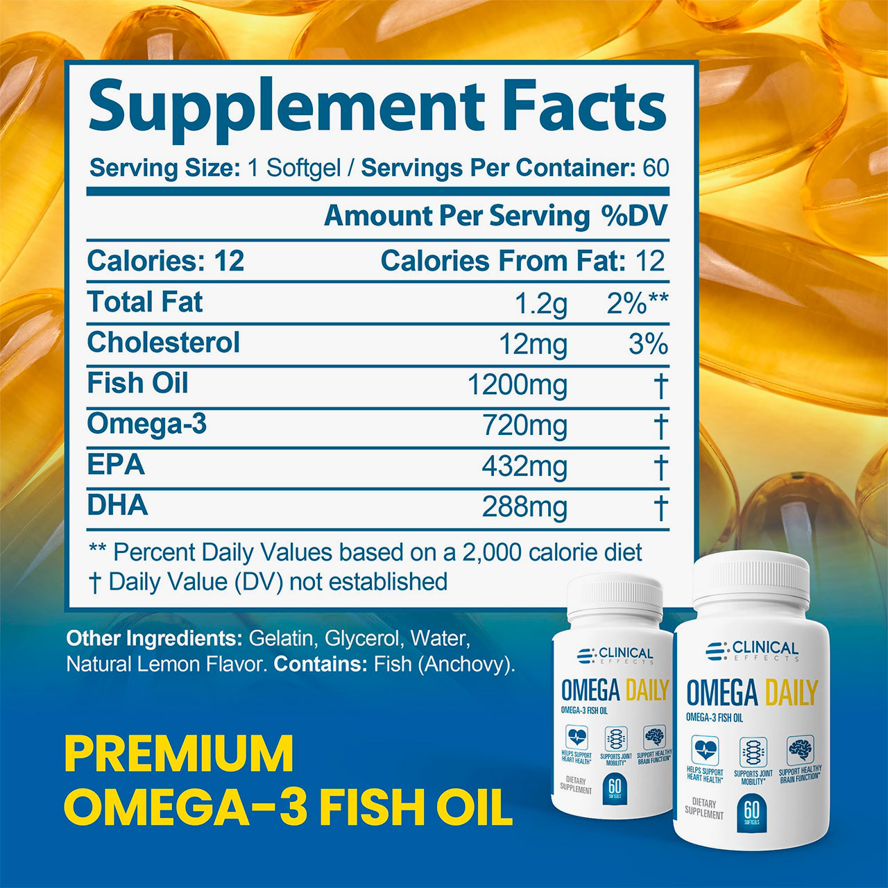 Clinical Effects Omega Daily Supplement Facts Label