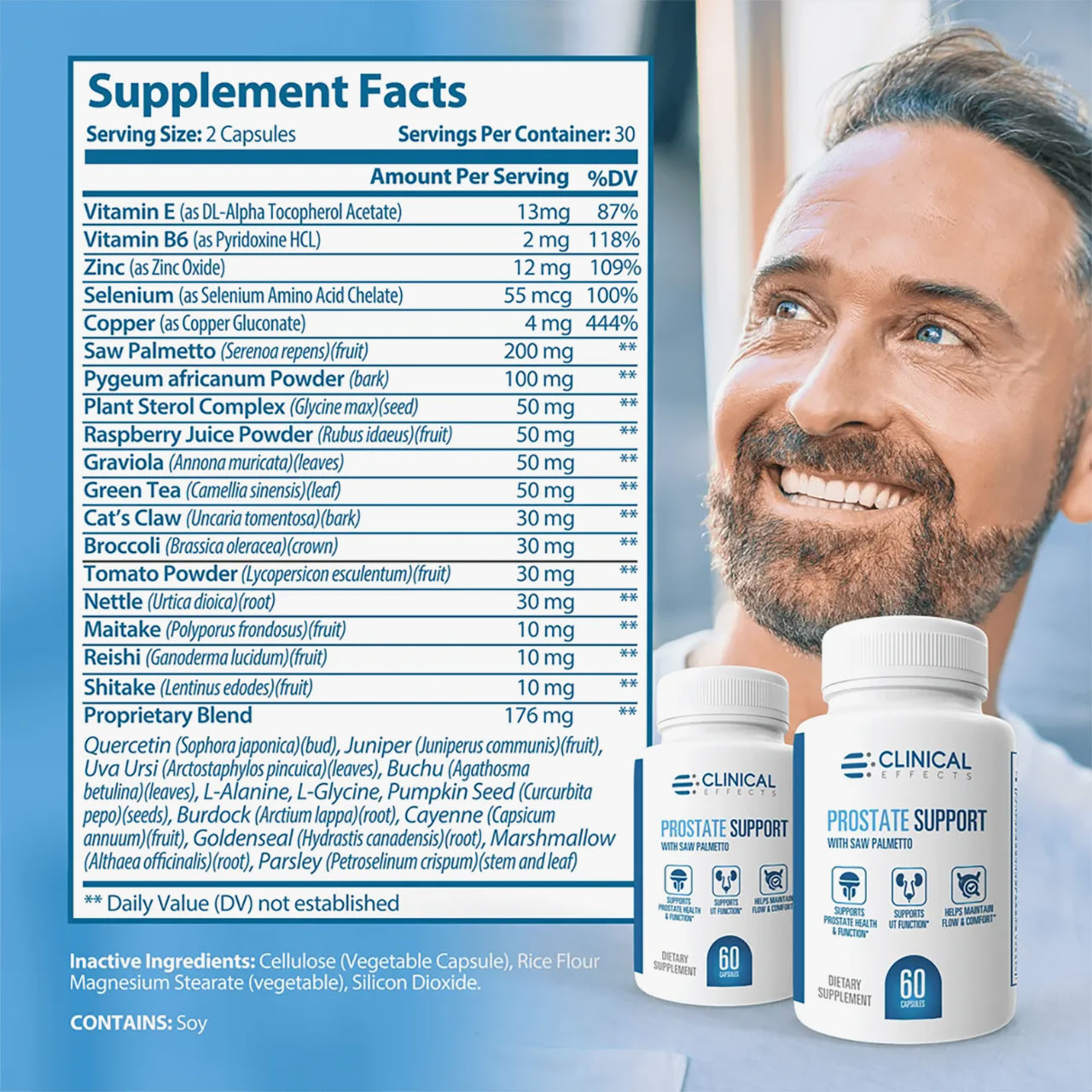 Clinical Effects Prostate Support Supplement Facts Label