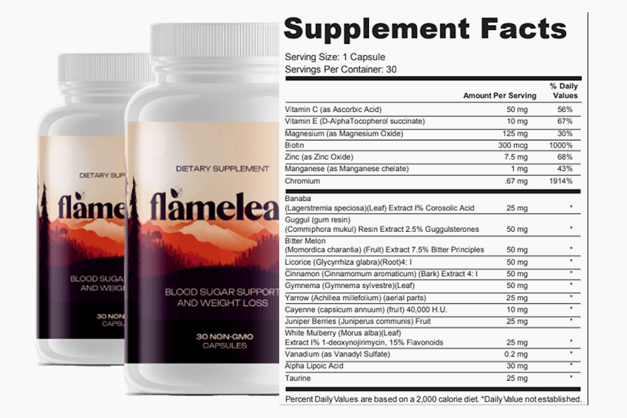 Flamelean Supplement Facts Label