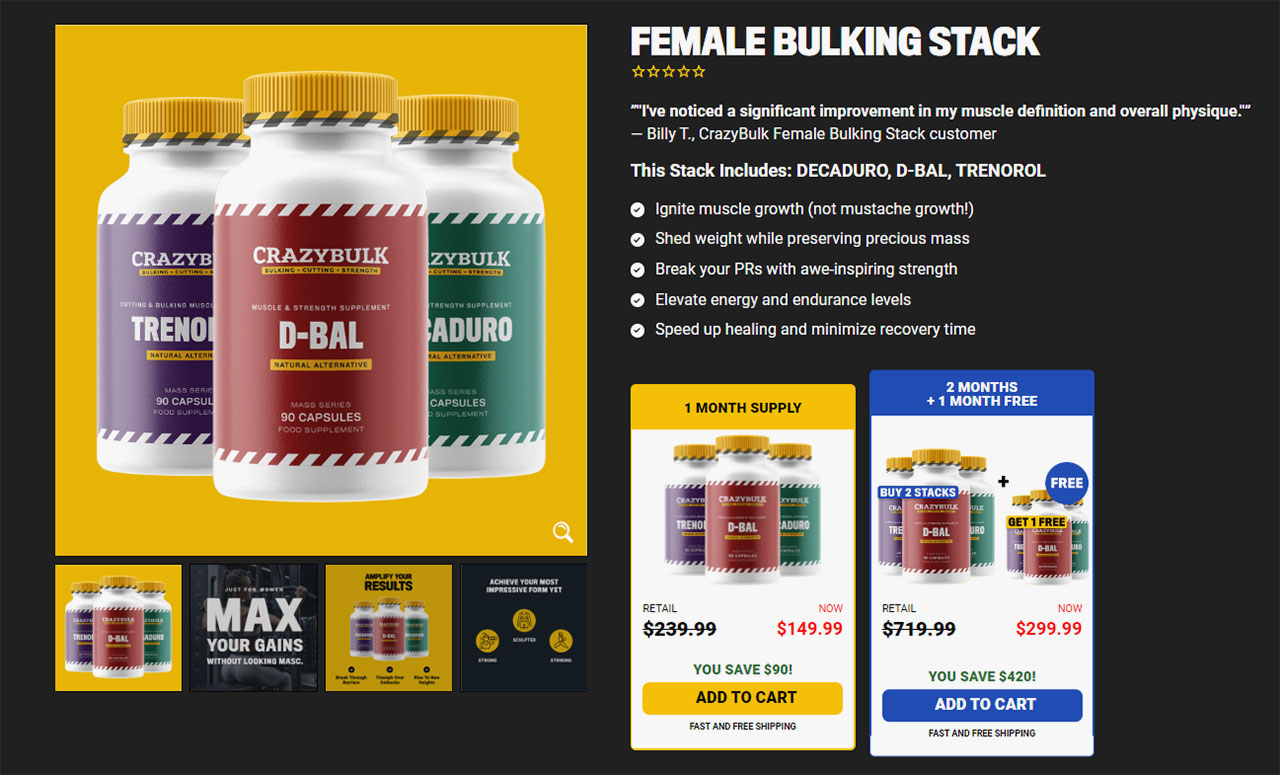 CrazyBulk's Female Bulking Stack Products And Pricing