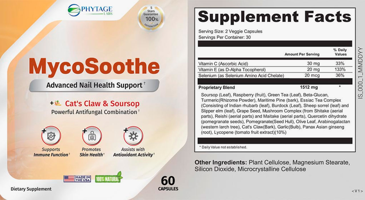 MycoSoothe Supplement Facts Label